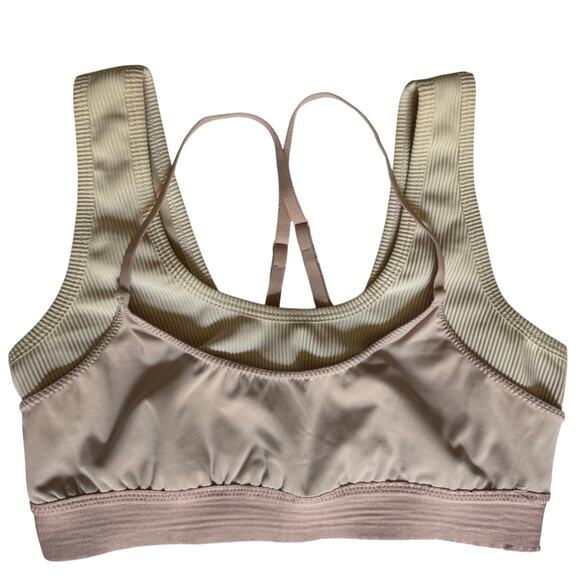 Free People M Cross back design layered pink & cream activewear - Picture 1 of 9